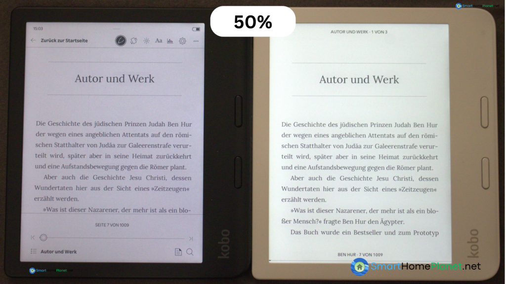 Kobo Libra Color vs Libra 2 - Text bei 50% drinnen