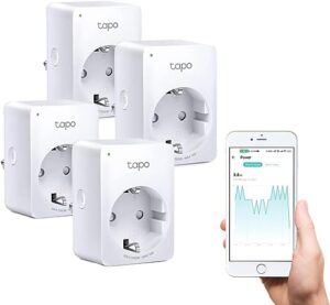TP-Link Tapo Smart WLAN Steckdose Tapo P110 mit Energieverbrauchsmesser, Smart Home Alexa Steckdose, funktioniert mit Alexa, Google Home, Sprachsteuerung, Fernzugriff, Mini, 4 Pack