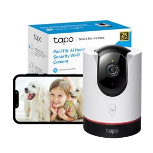 Tapo 2K 4MP QHD Indoor-Kamera, Schwenk-/Neige-Live-View-WLAN-Überwachungskamera, 360°-Panaroma-Abdeckung, KI-Erkennung, CCTV-Kamera, 2-Wege-Audio, Nachtsicht, Cloud- und SD-Kartenspeicher,