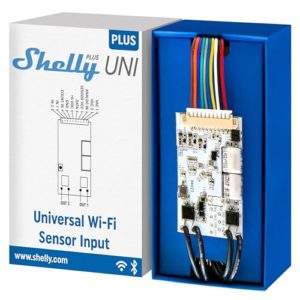 Shelly Plus Uni | Smartes Wi-Fi- und Bluetooth-gesteuertes Modul mit potenzialfreien Kontakten | Hausautomatisierung | Kein Hub erforderlich | Präziser Spannungsmesser | Impulszählung