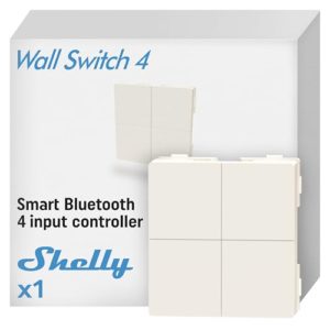 Shelly BLU Wall Switch 4 - Bluetooth- Schalter, keine Verkabelung erforderlich, Beleuchtungsfernsteuerung, Multi-Klick, starke Verschlüsselung, kompatibel mit Home Assistant, iOS und Android App