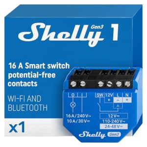 Shelly 1 Gen3 | WLAN Smart-Schalter-Relais mit Trockenkontakt | Lichtschalter | Hausautomation | Kompatibel mit Alexa & Google Home | iOS Android App | Kein Hub erforderlich