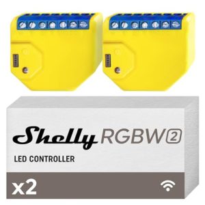 Shelly RGBW2 | WLAN-gesteuertes Relais für smarte RGBW LED-Streifen | Hausautomation | Alexa & Google Home kompatibel | iOS Android App| Kein Hub nötig | Timer | Dimmbare Leuchten | (2 Pack)