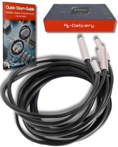 AZDelivery 2 x DS18B20 3M Kabel digitaler Edelstahl Temperatursensor Temperaturfühler, wasserdicht kompatibel mit Arduino und Raspberry Pi inklusive E-Book | kompatibel mit Shelly Temperatursensor