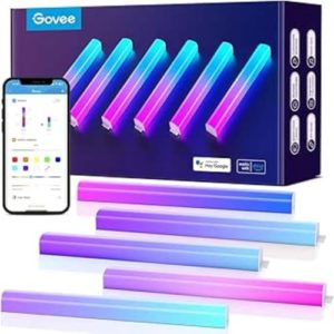 Govee Glide Wall Light LED Wandleuchten RGBIC, Funktioniert mit Alexa und Google Assistant, Smart Glide Lively Lichtleisten für Gaming und Streaming, Mehrfarbige Glide Wandleuchten, 6 Stück