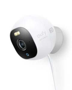 eufy Security Outdoor Cam E220, All-in-One eigenständige Überwachungskamera für Außenbereiche mit 2K Auflösung, Scheinwerfer, Nachtsicht in Farbe, Gebührenfreie Nutzung, IP67 Wasserschutz