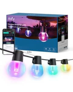 eufy Security Außen-Lichterkette E10, 29m mit 30 Smart RGBWW LEDs, Endlose AI-Lichtmodi für Feste, Feiern, IP65 Wasserdicht für Garten, Zaun, Balkon, Integration mit Kameras, Sprach- & App-Steuerung