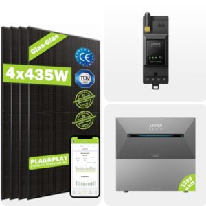 Balkonkraftwerk 2260W mit Anker 3200W Speicher Solix Pro, 4x565W Bifalzial Module, 1600W Stromspeicher mit 1600W Erweiterungsakku + Smart Zähler, für Balkon Haus Dach (0% VAT für Privatkunden)