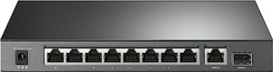 TP-Link TL-SG1210P 10 Port Gigabit PoE LAN Switch (8 Gigabit PoE+ Ports, 1 Gigabit SFP Port, 63 W, IEEE-802.3af/at, Plug-and-Play Installation, QoS, IGMP,lüfterlos) Schwarz