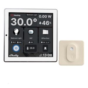 Shelly Wall Display White + Blu H&T Ivory (Bundle), Smarte Steuerung und Umweltüberwachung Starterpaket, WLAN & Bluetooth, Thermostat, Integriertes 5-A-Relais, Neutralleiter erforderlich