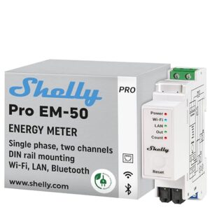 Shelly Pro EM 50A | Wi-Fi & Bluetooth-Energiezähler mit Schützsteuerung mit Leistungsmessung | Hausautomation | Kompatibel mit Alexa & Google Home | iOS Android App | Kein Hub nötig