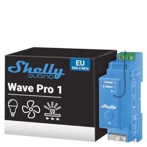 Shelly Wave Pro 1 | Professioneller 1-Kanal DIN-Schienen Smart Schalter mit Potentialfreien Kontakten​ | Z-Wave 800 Series Lichtschalter | Hausautomation | Z-Wave-Gateway erforderlich